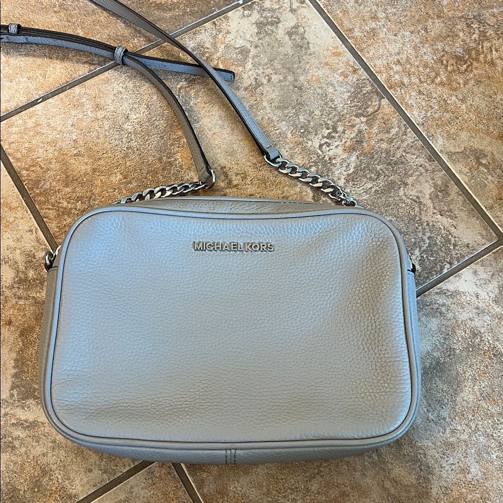 Michael Kors Pebble Gray Leather Shoulder Bag